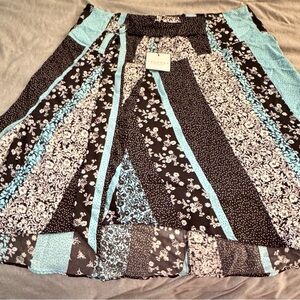 Laundry By Shelli Segal Asymmetrical Brown and Blue Maxi Skirt